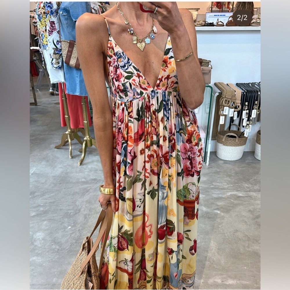 Farm Rio Pink Garden Terrace Maxi Dress EEUC once worn Sz S - Picture 2 of 7